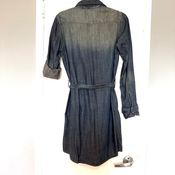 90s Life in Progress Distressed Denim Shirt Dress Roll Tab Sleeve Womans Size S - Picture 4 of 16